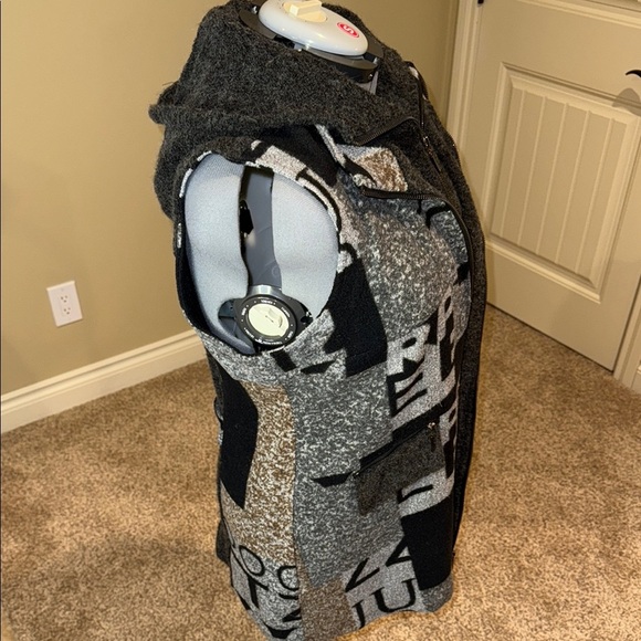 Cativa Vest Double Breasted Double Zipper Hooded Black Gray Brown Women's Sz L - Picture 8 of 16